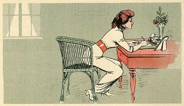 Woman Writes at Table