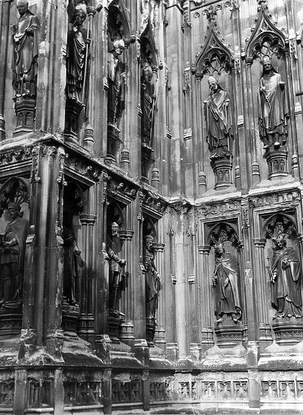 Wonderful sculptured figures of Kings and Bishops on the West Front of Canterbury