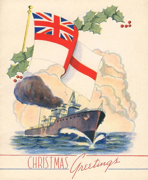 WW2 Christmas Card, White Ensign Flag