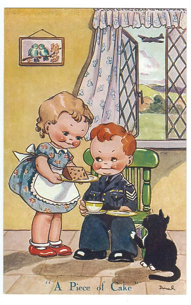 WW2 era - Comic Postcard - A Piece of Cake