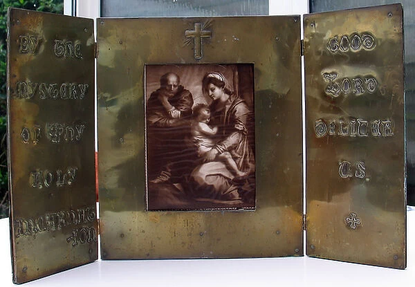 WWI hand-crafted and embossed triptych