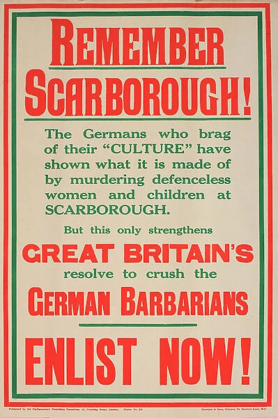 WWI Poster, Remember Scarborough