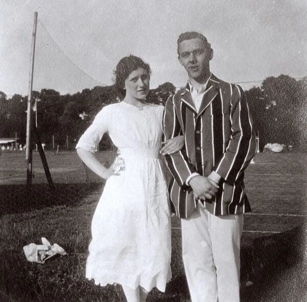 Young couple at Hanger Hill Tennis Club, Ealing, West London