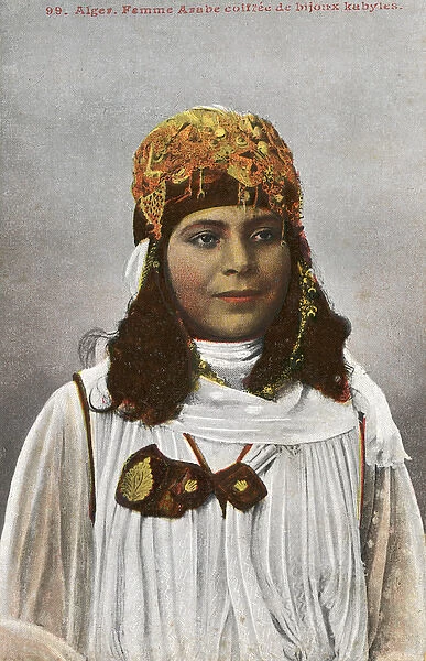 Young Kabyle Woman with headdress of Jewellery - Algeria