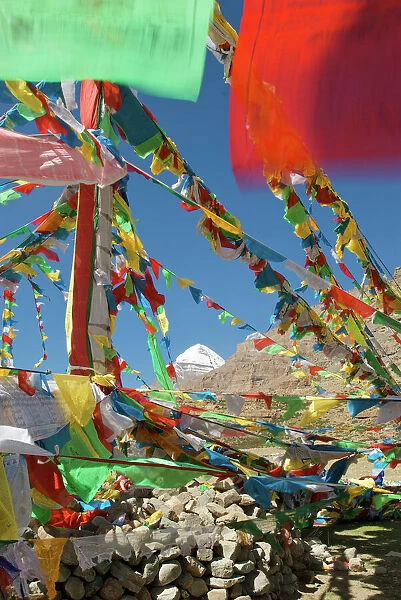 Sacred Mt Kailash and prayer flags - Tibet