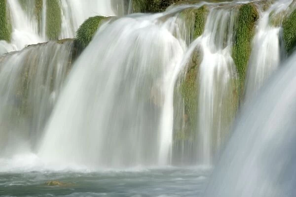 Skradinski Buk water mass of lowest step of skradinski buk waterfall Krka National Park, Croatia