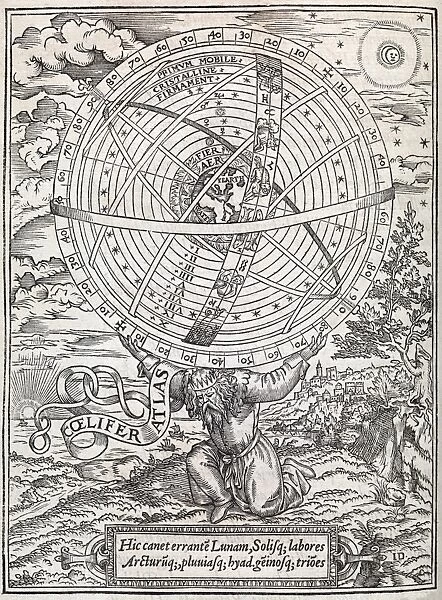 Atlas cosmology, 16th century artwork