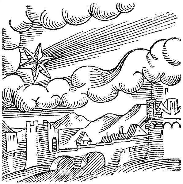 Comet over a castle, 16th century
