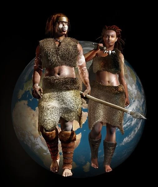 Cro-Magnon man and woman, artwork C017  /  7258