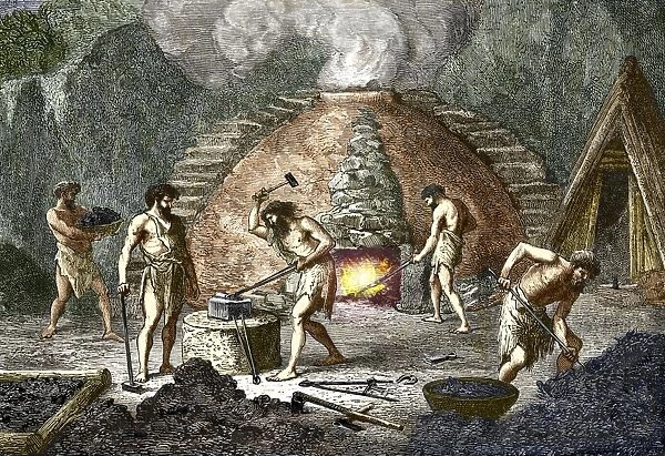 Early humans smelting iron