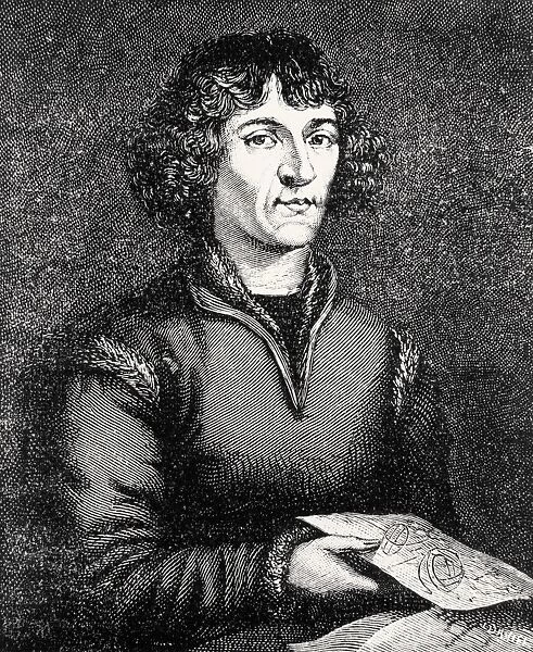 Engraving of Nicolas Copernicus, Polish astronomer