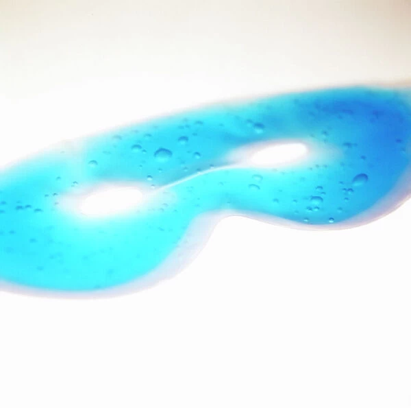 Eye mask. This gel filled mask is cooled in a refrigerator before being placed on the face