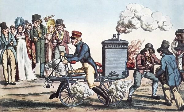 Motorcycle in 1818, historical artwork