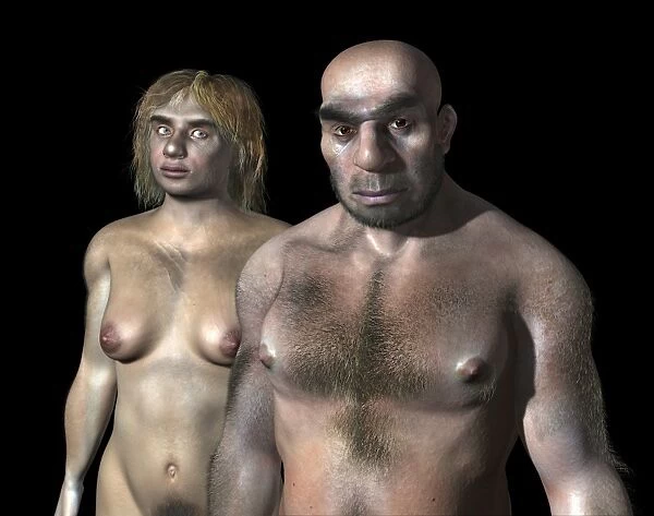Neanderthal couple, artwork C016  /  5791