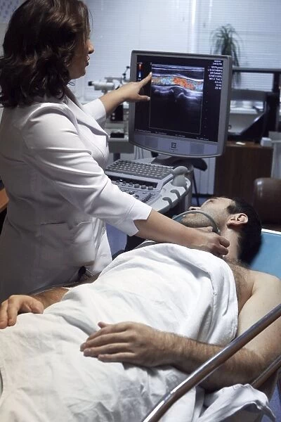 Patient undergoing doppler ultrasound