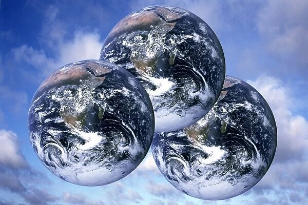Three planet earths, conceptual image