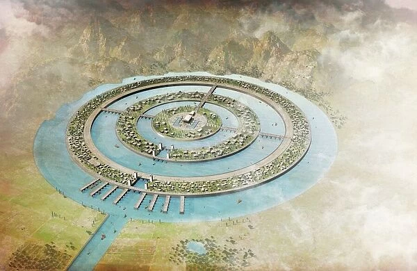 Platos map of Atlantis, artwork