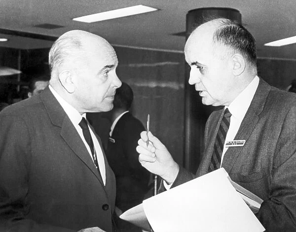 Soloviev and Hilleman at a conference