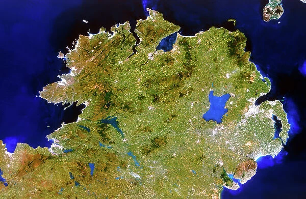 True-colour satellite image of Ulster, Ireland
