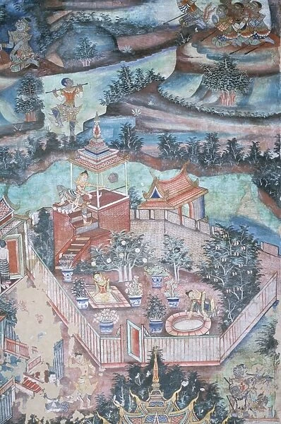 18th century murals inside Lai Kham viharn
