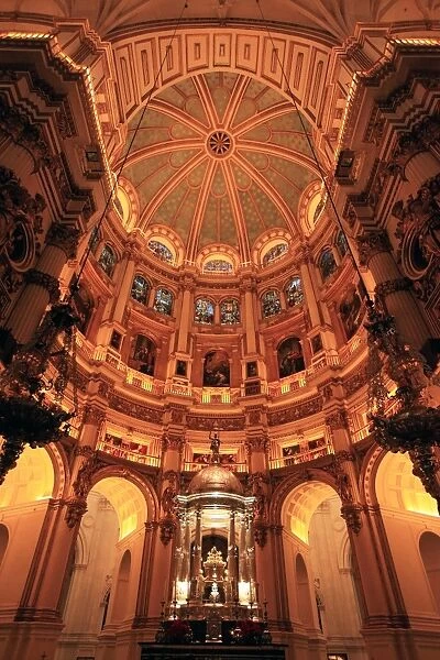 The altar and interior of Granada Cathedral, Granada, Andalusia, Spain, Europe