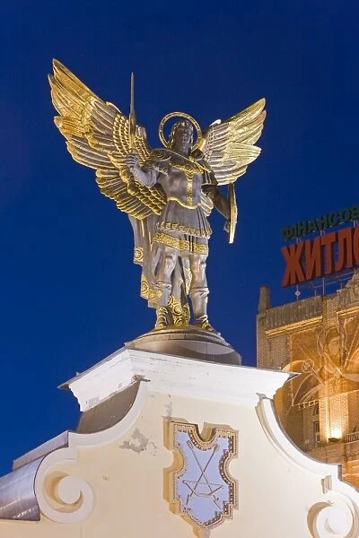 Archangel Michael sculpture in Independence Square, Kiev, Ukraine, Europe