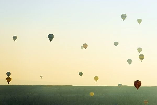 Balloon flight over Goreme, UNESCO World Heritage Site, Goreme, Cappadocia, Anatolia