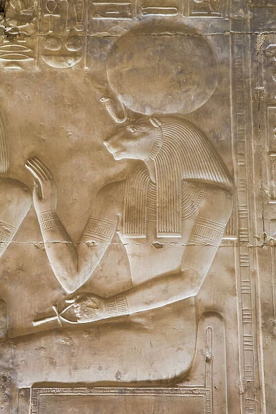 Bas-relief of the Goddess Sekhmet, Temple of Seti I, Abydos, Egypt, North Africa, Africa