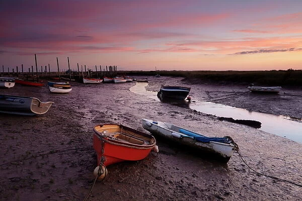 A beautiful sunrise at Morston Quay, North Norfolk, England, United Kingdom, Europe