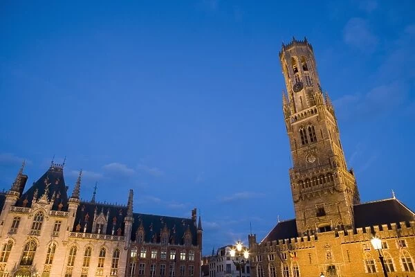 The Belfort Tower, Town Hall, Main square (Markt), Bruges, Belgium, Europe