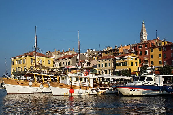 Boats in Harbor, Old Town, Rovinj, Croatia, Europe