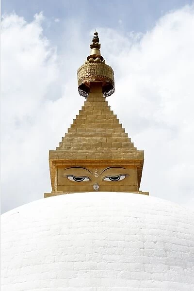Buddhas eyes on stupa in the grounds of Khamsum Yulley Namgyal, consecrated in 1999