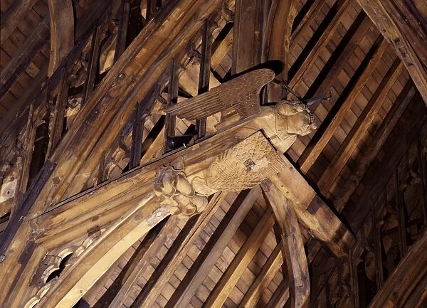 Detail of carving, Westminster Hall, Houses of Parliament, Westminster