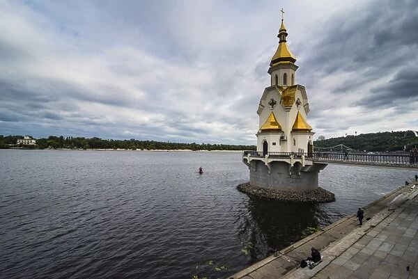 Chapel above Dnieper River, Kiev (Kyiv), Ukraine, Europe
