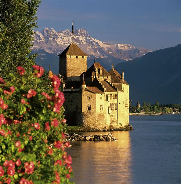 Chateau de Chillon (Chillon Castle) on Lake Geneva, Veytaux, Vaud Canton, Switzerland
