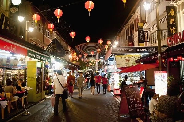 Chinatown street market at night, Singapore, Southeast Asia, Asia