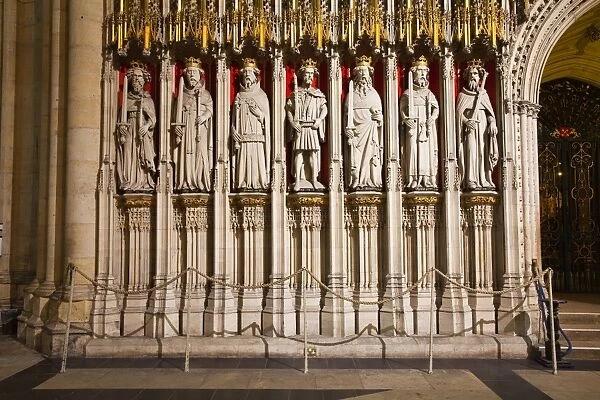Detail of the choir screen in York Minster, one of the finest examples of Gothic architecture in Europe, York, Yorkshire, England, United Kingdom, Europe
