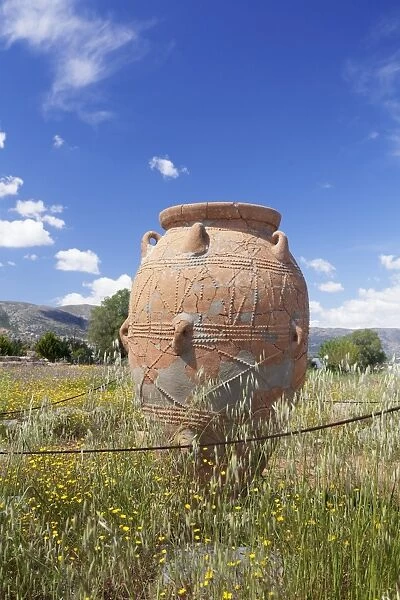 Clay container, Minoan Palace, excavation site, Malia, Heraklion, Crete, Greek Islands, Greece, Europe