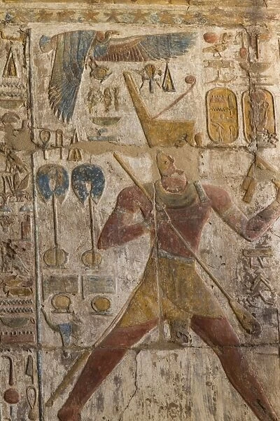 Colorful bas-relief, Ramses II, Luxor Temple, Luxor, Thebes, UNESCO World Heritage Site
