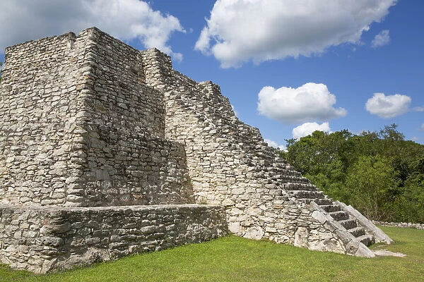Crematorium Pyramid, Mayan Ruins, Mayapan Archaeological Zone, Yucatan State, Mexico, North America