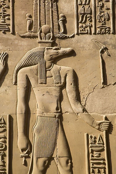 Crocodile God Sobek, Wall Reliefs, Temple of Sobek and Haroeris, Kom Ombo, Egypt