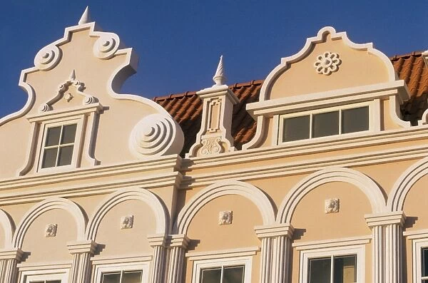 Dutch style gables show colonial influence, Oranjestad, Aruba, Caribbean, Central America