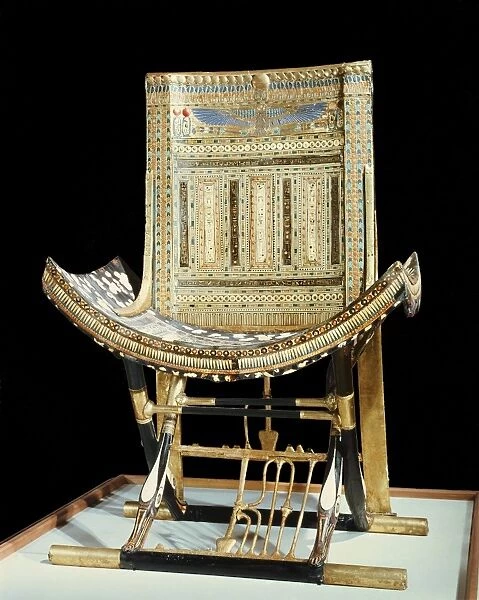 The ecclesiastical throne, from the tomb of the pharaoh Tutankhamun, discovered in the Valley of the Kings, Thebes, Egypt, North