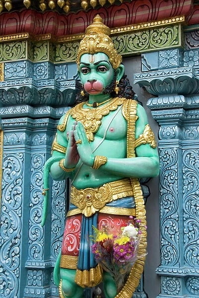 Exterior statue of the Hindu monkey god Hanuman, Sri Krishna Bagawan Temple