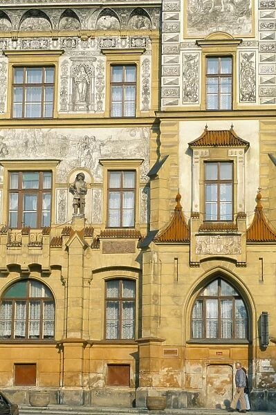 Facade of the 16th century Old Town Hall, Prachatice, South Bohemia, Czech Republic