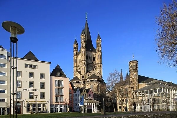 Fischmarkt Square with Church of Gross St. Martin, Cologne, North Rhine-Westphalia