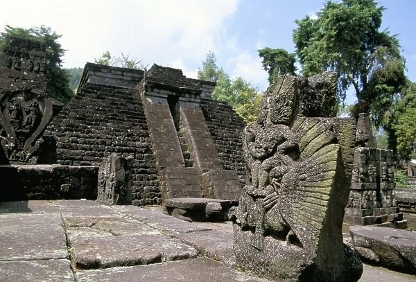 Garuda in front of the 15th century temple of Candi Sukuh