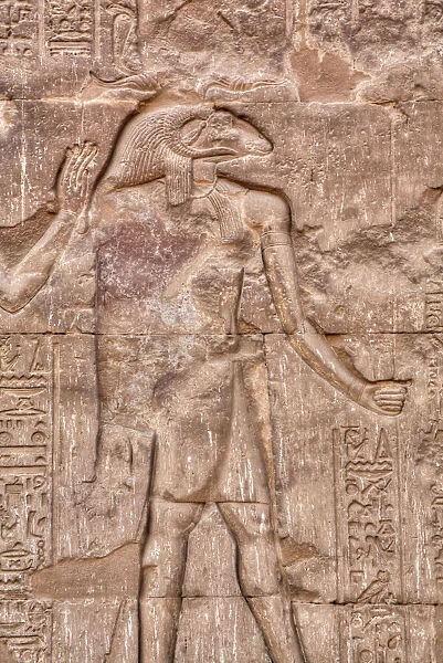 The God Khnum, Bas Relief, Hypostyle Hall, Temple of Khnum, Esna, Egypt, North Africa
