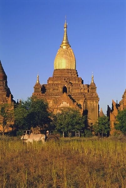 Gold gilded spire on ancient temple, old Bagan (Pagan), Myanmar (Burma)