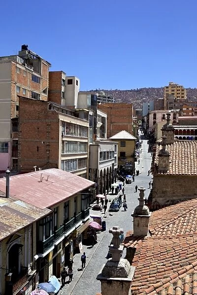 A high view of a street in La Paz, Bolivia, South America